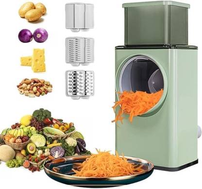 Levodorm by no Multi-Function Manual Vegetable Grater & Slicer – 3 Blade Drum Cutter Vegetable & Fruit Grater & Slicer