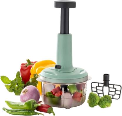 Saule by Rapidghar.com Push chopper Kitchen item 800ml with 3 Stainless Steel Blades Vegetable & Fruit Chopper