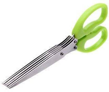 NILKANTH ENTERPRISE Multi-Functional Stainless Steel Kitchen Knives 5 Layers Scissors for Kitchen use Cut Herb Spices Cooking Tools Vegetable Cutter with Cleaning Brush  Vegetable & Fruit Chopper