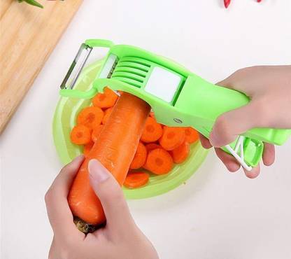 ONTOMO 2 in 1 Vegetable Cutter With Peeler Chilly,Onion Cutter with Lock System Vegetable Slicer