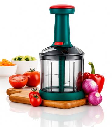 Excellent Food Chopper 1000ML,4 Blade Steel Hand-Press Vegetable Chopper Mixer Cutter Vegetable & Fruit Chopper