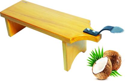 Wemgo Wooden Polished Coconut Scraper Grater Stool Type Traditional Chirava Coconut Grater