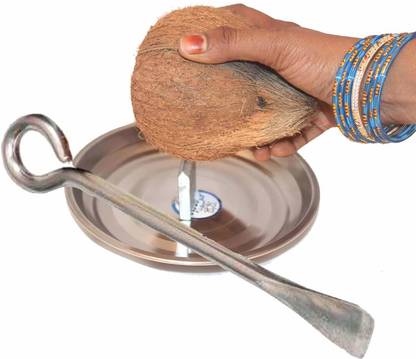 PuthaK Coconut Breaker with Coconut Peeler Chopper Opener Rod Pack Of 2 Coconut Chopper