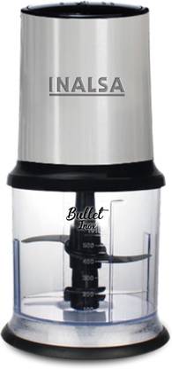 Inalsa Mini Chopper Bullet Inox-450W with Variable Speed &100% Pure Copper Motor|Dual Layered Blade & 500ml Capacity Electric Vegetable & Fruit Chopper
