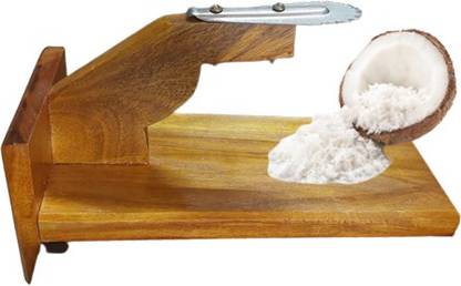 Q8 Twinkle Polished Wooden Table Top Coconut Scraper / Grater / Chirava (Coconut Scrapper) Coconut Grater