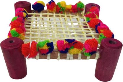 tilak shringar combo of 2 laddu gopal ji khat/mancha Wooden All Purpose Chowki
