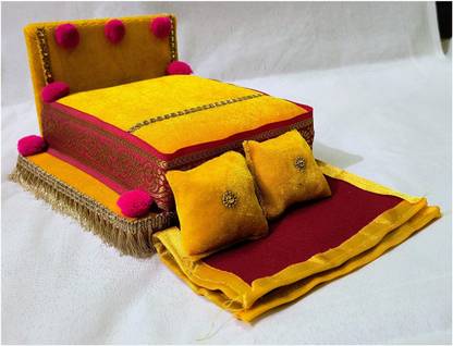 R D Handicraft Thakur ji Singhasan, Laddu Gopal ji Singhasan with Blanket Silk All Purpose Chowki
