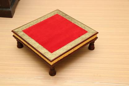 Makad 4 legs brass fitting wooden chowki Wooden All Purpose Chowki
