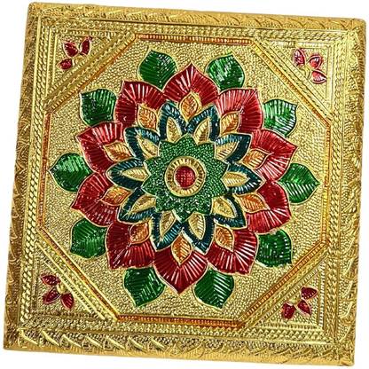 Jain life Copper Chowki Metal Paya 5" Pooja Peeta Stand (Pack of 1) Copper Pooja Chowki