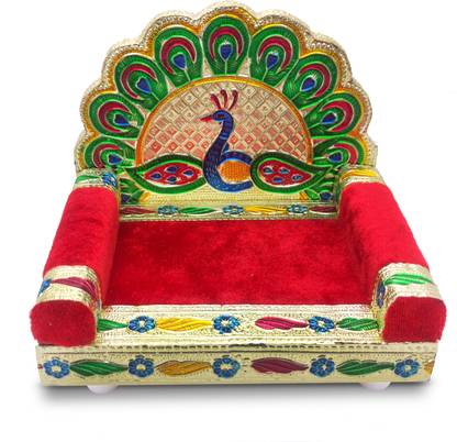 Veerja Laddu Gopal Sinhasan Bal Gopal Singhasan Thakorji Shinghasan God Sofa Bethak Wooden All Purpose Chowki (Multicolor, Pack of 1) Wooden All Purpose Chowki