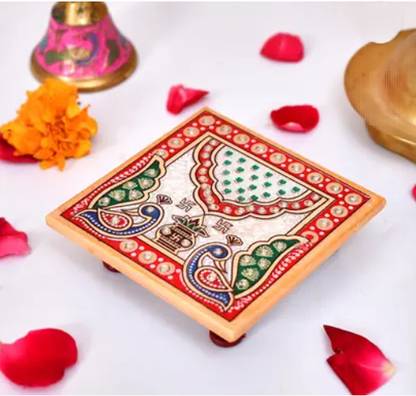 Unified House Peacock pooja chowki Marble Pooja Chowki