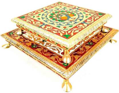 Apkamart Pooja Chowki | Wooden Puja bajot - Chowki For Puja & Home Decor Wooden All Purpose Chowki