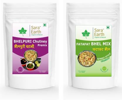 sara earth Combo of Bhel Mix with Bhelpuri chutney 200grm Bhel Mix 50 G bhelpuri Chutney Chutney Powder