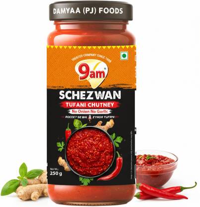 9am Schezwan Tufani Chutney | No Onion No Garlic | Hot & Spicy Dip | 250g Chutney Paste