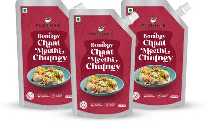 poonjiaji"s Bombay Chaat Meethi Chutney 200g Each (pack of 3) | No preservatives Chutney Paste