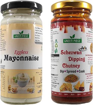 GREEN PIECE Jain Schezwan Dipping Chutney No Onion garlic (250gm) & Mayonnaise (250gm) Chutney Paste