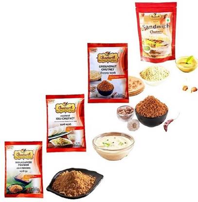 GEETARTH Combo of Sandwich 100g, GroudNut 100g, Idli 100g, Molagapodi 100g chutney Combo Chutney Powder