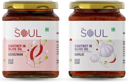 Soul Spicy Fusion Chutney Combo (Schezwan Chutney + Garlic Chutney) (Pack of 2) Chutney Paste