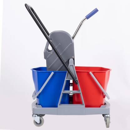 SWACLEAN Double Bucket Wringer Trolley 40 LTRS | Hospitals & Hotels Mop Cleaning Cart