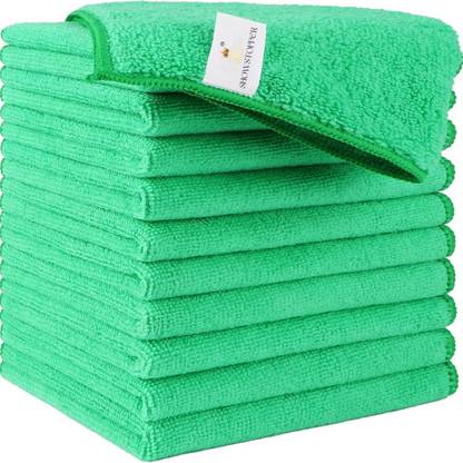 SHOWSTOPPER Green, 250 GSM (11.5"X11.5") Lint Free, Highly Absorbent, Reusable Cleaning Dry Microfiber Cleaning Cloth