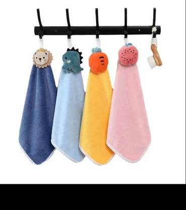AKDC Cute Kids Hand Towels with Hanging Loop Toddler Hanging Kitchen Home (1) | Multi Wet and Dry Microfiber Cleaning Cloth