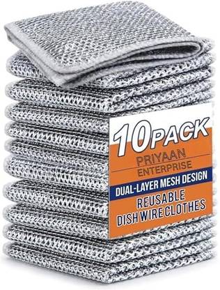 Priyaan Enterprises Non-Scratch Dish Wash Cloth Steel Wire Stainless Steel Scrubber Wet and Dry Stainless Steel Cleaning Cloth