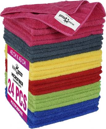 BLACK PANDA Multicolor Dusting Multipurpose Cleaning Towel (6 Colors x 4 Each)-250 GSM Wet and Dry Microfiber Cleaning Cloth