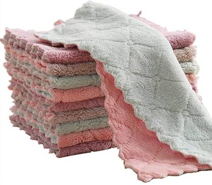KITCHEN SHARP Kitchen Cloth Dish Towels Microfiber Cleaning Cloth Double Sided Dish Drying Wet and Dry Microfiber Cleaning Cloth