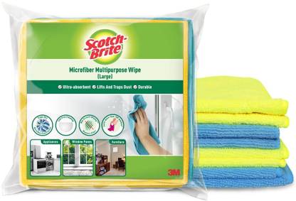 Scotch-Brite Multipurpose Wipe (40cm X 40 cm, 340 GSM) Wet and Dry Microfiber Cleaning Cloth  (4 Units)