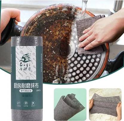 Daivik Kitchen Scrubber Dish Cloth in Roll,Non-Scratch Wire Dish Cloth Rag For Cleaning Wet and Dry Cotton Cleaning Cloth