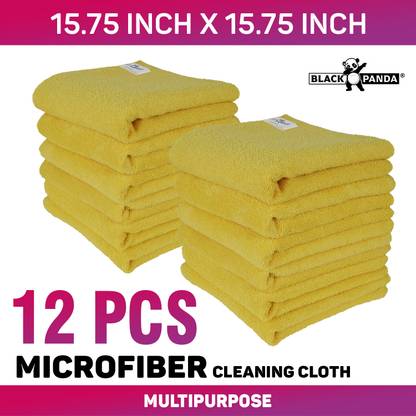 BLACK PANDA Microfiber 40x40cm Multipurpose Cleaning Cloth| Quick Dry 250 GSM Wet and Dry Polyester, Microfiber Cleaning Cloth