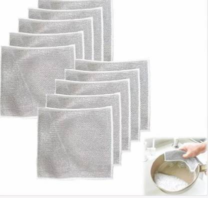 QinPin Non-Scratch Wire Dishcloth - Dual-Layer Mesh Dish Cloth & Dish Towels Wet and Dry Steel Cleaning Cloth