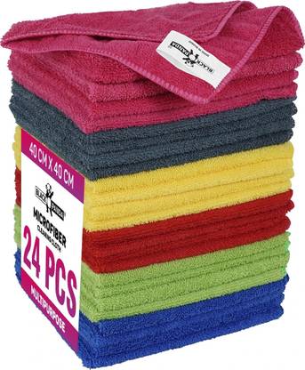 BLACK PANDA Multicolor Dusting Multipurpose Cleaning Towel (6 Colors x 4 Each)-250 GSM Wet and Dry Microfiber Cleaning Cloth