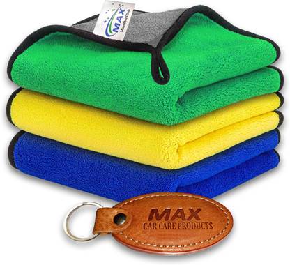 MAX MAX Microfiber Cloth (800 GSM, Pack of 3, Size: 30 x 40 cm, Color: Multi-colour) Dry Microfiber Cleaning Cloth