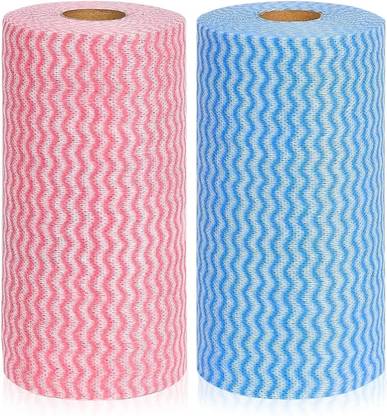 KITCHENBIZ Non Woven Reusable Kitchen Towel Roll Pack of 2 Multipurpose Washable Tissue Wet and Dry Non-woven Cleaning Cloth