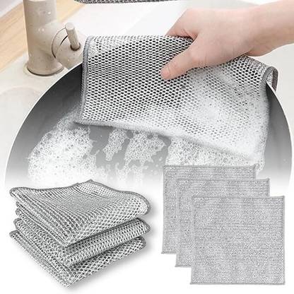 Shield plus Non-Scratch Wire Dishcloth for Washing Dishes Sinks Counters Washable (6Pcs) Scrub Pad