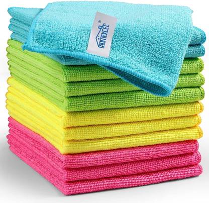 HOMEXCEL 4 Color Assorted 250 GSM (40cm X 40cm)Cleaning Towels Car Wash Cloth Dry Microfiber Cleaning Cloth
