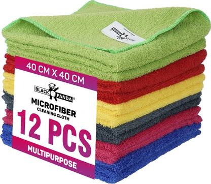 BLACK PANDA Multicolor Dusting Multipurpose Cleaning Towel (6 Colors x 2 Each)-250 GSM Wet and Dry Microfiber Cleaning Cloth