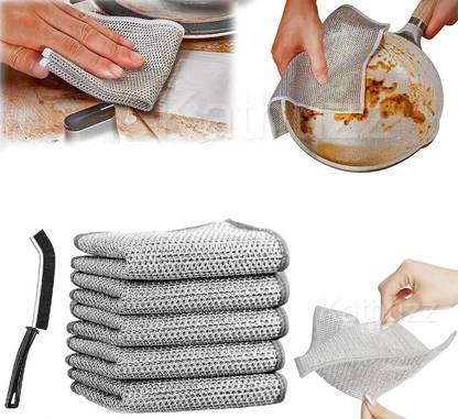 ELLEVE Multipurpose Wire Dishwashing Rags for Wet and Dry Wet and Dry Microfiber Cleaning Cloth