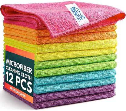 HOMEXCEL Cleaning Cloth Multicolor 40x40cm pack of 12_200 Wet and Dry Microfiber Cleaning Cloth