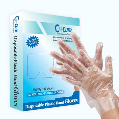 C-Cure Disposable Plastic Hand Glove Waterproof for kitchen cleaning, Food serving Wet Disposable Glove Set  (Free Size Pack of 100)