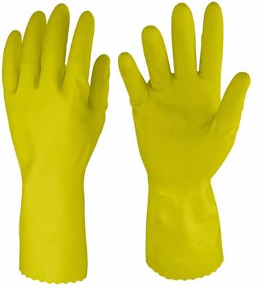 RBGIIT Rubberex Flock Lined Cleaning Hand Gloves Rubber Hand Gloves for Cleaning, Gardening, Dish-Washing, scrubbing, Kitchen. Flock-Lined Multi-Purpose, Anti-Slip Natural Latex Imported Gloves Premium Reusable Rubber Cleaning Gloves Set | Hand Gloves Free Size for Washing, Cleaning Kitchen, Gardening Cleaning Gloves - Home, Kitchen, Dish Washing, Bathroom, Toilet -Acid Oil & Caustic Chemical ResistantBGI_A15 Wet and Dry Disposable Glove