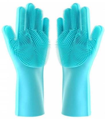 HOMUSTED Magic Silicon Dish Washing Gloves For Kitchen Scrubbing Wet and Dry Disposable Glove