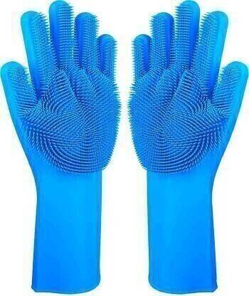 Flying monk Silicone Household Safety Wash Scrubber Heat Resistant Kitchen Gloves for washing Cloth's,Dish, Cleaning, Gardening Wet and Dry Glove Set