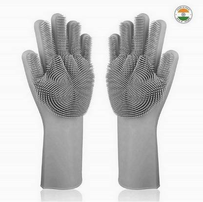 Masox Store Silicone Cleaning Gloves for Kitchen Dishwashing Pet Grooming Glove Set Wet and Dry Glove Set