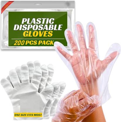 DM SPECIALLY FOR SPECIALIST 200 Pieces Plastic Disposable Gloves, for Cleaning, [ One Size Fits Most ] Wet and Dry Glove Set