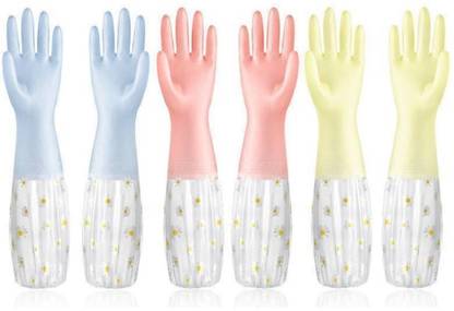 Eopzo Waterproof Flocked Liner Dish Washing Gloves for Kitchen Wet and Dry Glove Set