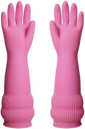 RBGIIT Latex Rubber Pink Special Dish Kitchen Platform Gloves Wet and Dry Glove