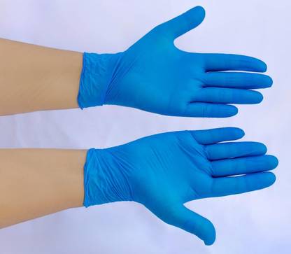 Medimed Blue Powder Free Nitrile Hand Gloves, Non Tearable, Non-Sterile | Medium Wet and Dry Disposable Glove Set