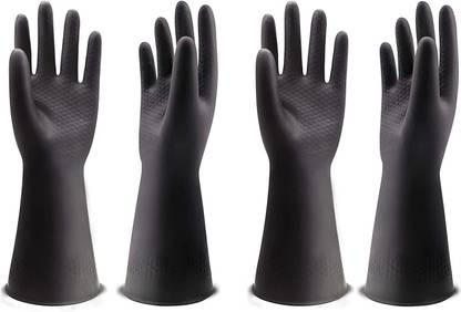 RBGIIT Multipurpose Non-Slip Heavy-Duty Rubber Reusable Gardening Dishwashing Clothing Kitchen Platform Bike Car Chemical Restitance Washable Reusable Scrubbing Cleaning Hand Gloves Free Size Rubber Safety Gloves Wet and Dry Glove Set